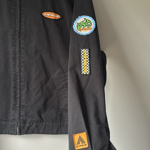 AIRWALK FullZip Forever 21 Collaboration Black Patches Checkered Collar Men's L - Picture 3 of 7